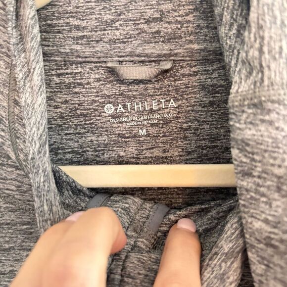 Athleta Gray Zip Up Sweatshirt with Hood Medium - Picture 3 of 4